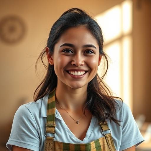 Retrato de Julia Santos, assistente de fotografia e atendimento ao cliente do Estúdio Luz & Imagem.